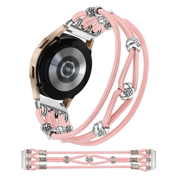 TOYOUTHS Beaded Band Compatible with Samsung Watch 5/Watch 5 Pro/Galaxy Watch 4 40mm 44mm/Watch 4 Classic 42mm 46mm/Active 2 , 20mm Nylon Elastic Stretchy Boho Solo Loop Strap