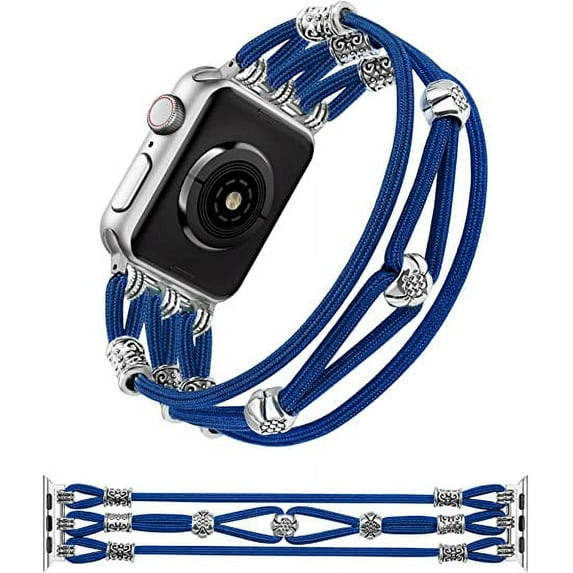TOYOUTHS Beaded Bracelet Compatible with Apple Watch Band 45mm 44mm 42mm 49mm Women, Braided Nylon Elastic Stretchy Boho Wristband for iWatch Series 8/SE/7/6/5/4/3/2/1/Ultra