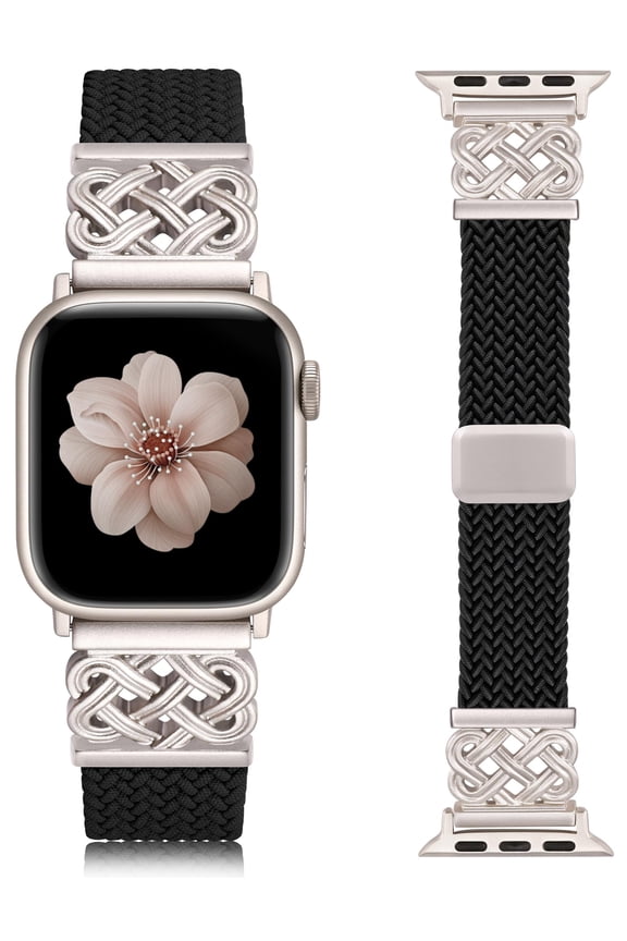 Braided Magnetic Band Compatible with Apple Watch Band for Women Men, Celtic Knot Elastic Nylon Strap for iWatch Series 11/10/9/8/7/6/5/4/3/2/1/SE/Ultra 49mm–38mm