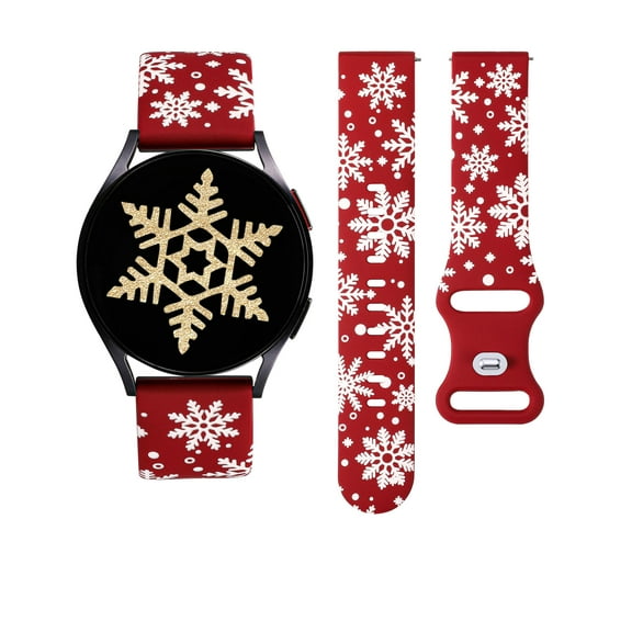 TOYOUTHS Christmas Two-Tone Snowflake Engraved Bands 20mm Compatible with Samsung Galaxy Watch 7/FE/6/5/4/Active 2 Band 40mm 44mm/Watch 5 Pro 45mm/Watch 6/4 Classic, Women Cute Soft Silicone Strap