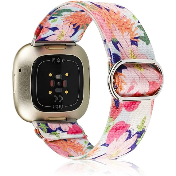 TOYOUTHS Compatible with Fitbit Sense Band/Versa 3/Versa 4/Fitbit Sense 2 Bands Women Men Elastic Adjustable Nylon Fabric Strap Scrunchies Stretchy Sport Wristband