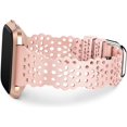 thumbnail image 1 of TOYOUTHS Compatible with Fitbit Versa 2 Bands for Women, Lace Silicone Strap for Fitbit Versa/Versa Lite Edition Watch Stretchy Flower Hollow-out Breathable Sport Wristband,Pink Sand, 1 of 7