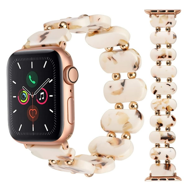 TOYOUTHS Compatible with Resin Apple Watch Band 49mm Ultra 45mm 44mm 42mm Tortoise Shell Stretchy Solo Loop Strap Women with Metal Beads for iWatch Series 8 7 6 5 4 3 2 1 SE Walmart Business Supplies