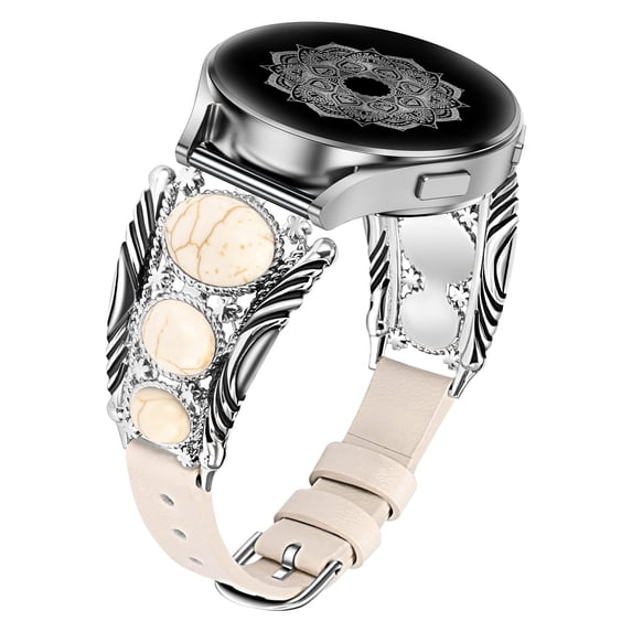 Wearlizer Compatible with Samsung Galaxy Watch 6/5/4 40mm 44mm, Watch 5 Pro 45mm, Watch 6 Classic, Watch 3 41mm Band for Women, Vintage Boho Leather Wristband, Western-Inspired Decorative Strap