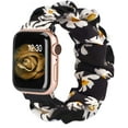 thumbnail image 1 of TOYOUTHS Elastic Scrunchies Band Apple Watch Band 42mm 44mm 45mm Cloth Soft Pattern Printed Fabric Wristband Women,Black/Sunflower, 1 of 6