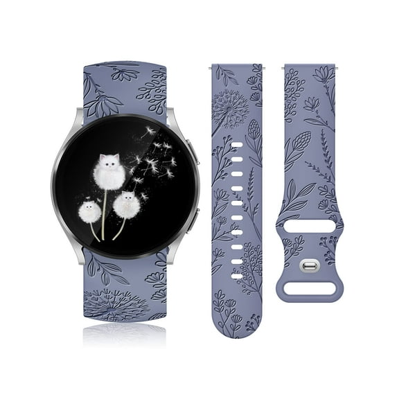 TOYOUTHS Floral Engraved Band Compatible with Samsung Galaxy Watch 7/FE/6/5/4/Active 2 40mm 44mm/Watch 5 Pro 45mm/Watch 6 Classic/Watch 3 41mm Women, 20mm Cute Soft Silicone Flower Sport Strap