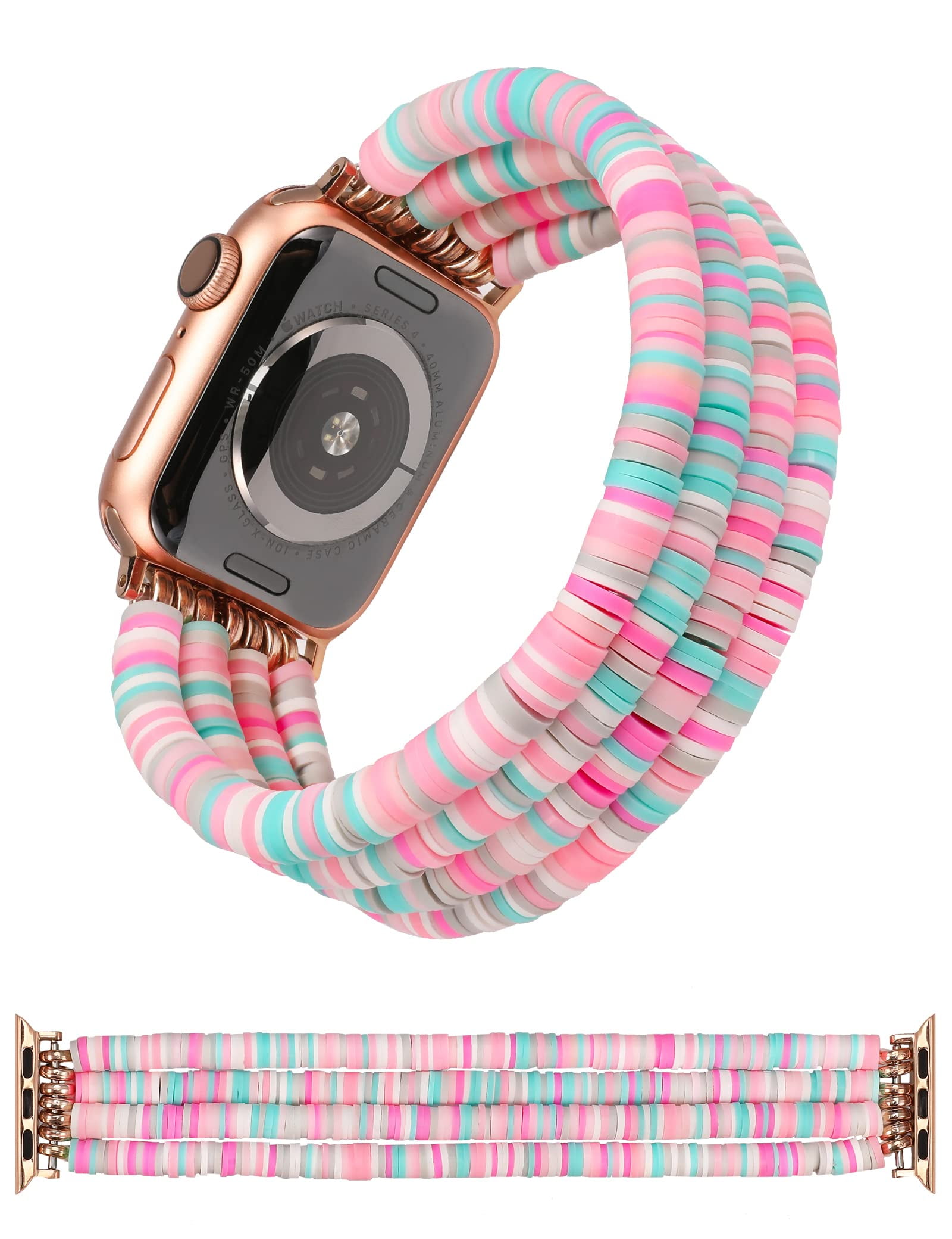 Apple Watch Spark*l band (bow band design) for 42/44/45mm TOYOUTHS Heishi Beads Bracelet Compatible with Apple Watch  main image 4
