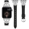 thumbnail image 1 of TOYOUTHS Leather Band Compatible with Apple Watch Band 38/40/41/42/44/45/49mm Ultra 2 Women Dressy Slim Thin Strap with D-Shaped Diamond Metal Buckle Bracelet for iWatch SE Series 9 8 7 6 5 4 3 2 1, 1 of 7