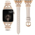thumbnail image 1 of TOYOUTHS Leather Band Compatible with Apple Watch Band 38/40/41/42/44/45/49mm Ultra 2 Women Dressy Slim Thin Strap with D-Shaped Diamond Metal Buckle Bracelet for iWatch SE Series 9 8 7 6 5 4 3 2 1, 1 of 7