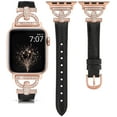 thumbnail image 1 of TOYOUTHS Leather Band Compatible with Apple Watch Band 38/40/41/42/44/45/49mm Ultra 2 Women Dressy Slim Thin Strap with D-Shaped Diamond Metal Buckle Bracelet for iWatch SE Series 9 8 7 6 5 4 3 2 1, 1 of 7