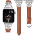 thumbnail image 1 of TOYOUTHS Leather Band Compatible with Apple Watch Band 38/40/41/42/44/45/49mm Ultra 2 Women Dressy Slim Thin Strap with D-Shaped Diamond Metal Buckle Bracelet for iWatch SE Series 9 8 7 6 5 4 3 2 1, 1 of 6
