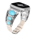 thumbnail image 1 of TOYOUTHS Leather Band Compatible with Apple Watch Band 49mm(Ultra) 45mm 44mm 42mm, Turquoise Apple Watch Bands Women, Boho Ethnic Antique Jewelry Style Strap for Iwatch Series SE/8/7/6/5/4/3/2/1, 1 of 7