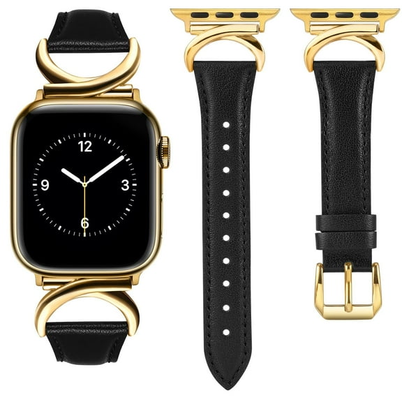 TOYOUTHS Leather Band Compatible with Apple Watch Bands 41mm 40mm 38mm 44mm 45mm 42mm 49mm Women, Slim Dressy Leather Strap with C-Shape Metal Buckle for iWatch Series 9/8/7/6/5/4/3/2/1/SE/Ultra 2