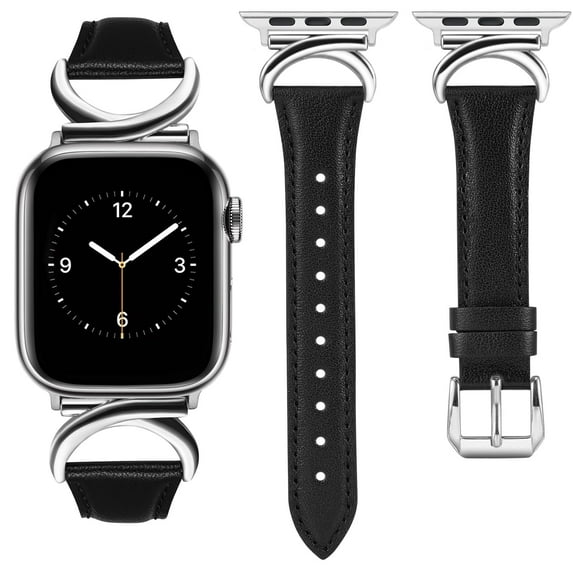 TOYOUTHS Leather Band Compatible with Apple Watch Bands 41mm 40mm 38mm 44mm 45mm 42mm 49mm Women, Slim Dressy Leather Strap with C-Shape Metal Buckle for iWatch Series 9/8/7/6/5/4/3/2/1/SE/Ultra 2