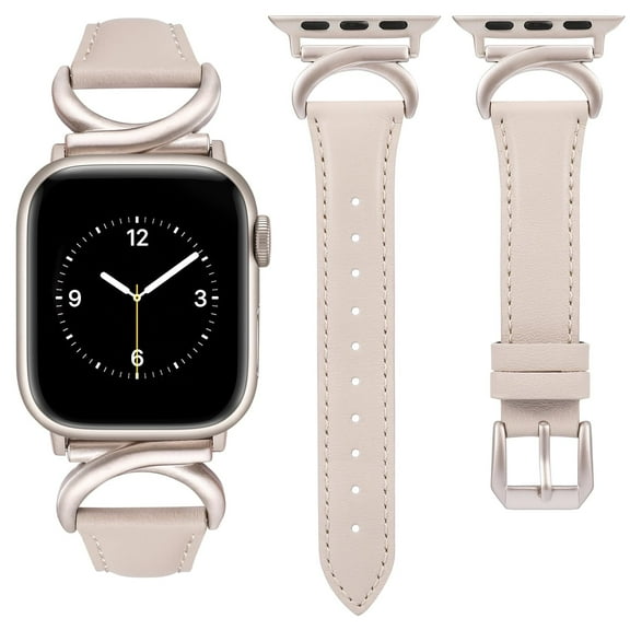 TOYOUTHS Leather Band Compatible with Apple Watch Bands 41mm 40mm 38mm 44mm 45mm 42mm 49mm Women, Slim Dressy Leather Strap with C-Shape Metal Buckle for iWatch Series 9/8/7/6/5/4/3/2/1/SE/Ultra 2