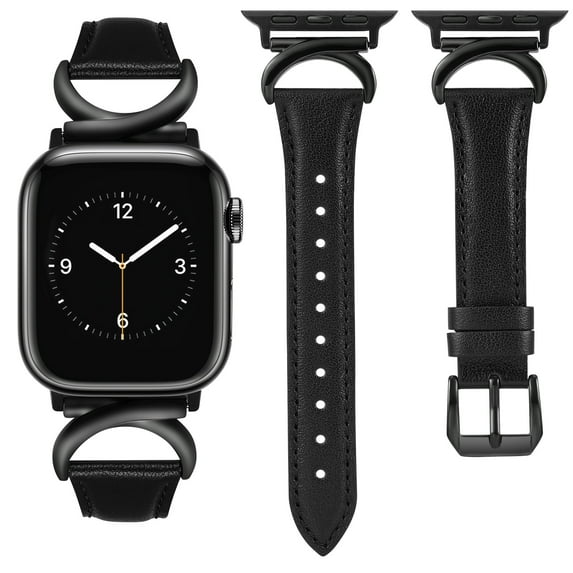 TOYOUTHS Leather Band Compatible with Apple Watch Bands 41mm 40mm 38mm 44mm 45mm 42mm 49mm Women, Slim Dressy Leather Strap with C-Shape Metal Buckle for iWatch Series 9/8/7/6/5/4/3/2/1/SE/Ultra 2