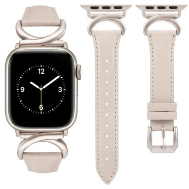 TOYOUTHS Leather Band Compatible with Apple Watch Bands 41mm 40mm 38mm 44mm 45mm 42mm 49mm Women, Slim Dressy Leather Strap with C-Shape Metal Buckle for iWatch Series 9/8/7/6/5/4/3/2/1/SE/Ultra 2