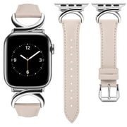 TOYOUTHS Leather Band Compatible with Apple Watch Bands 41mm 40mm 38mm 44mm 45mm 42mm 49mm Women, Slim Dressy Leather Strap with C-Shape Metal Buckle for iWatch Series 9/8/7/6/5/4/3/2/1/SE/Ultra 2