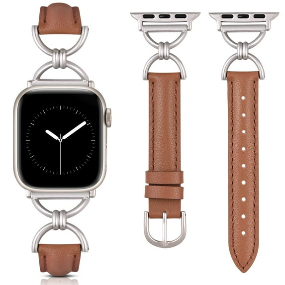 TOYOUTHS Leather Band Compatible with Apple Watch Bands Women 41/40/38/42/44/45/46/49mm, Dressy Fancy Slim Thin Strap with Designer D-Shape Buckle for iWatch Series 10 9 Ultra SE 8 7 6 5 4 3 2 1