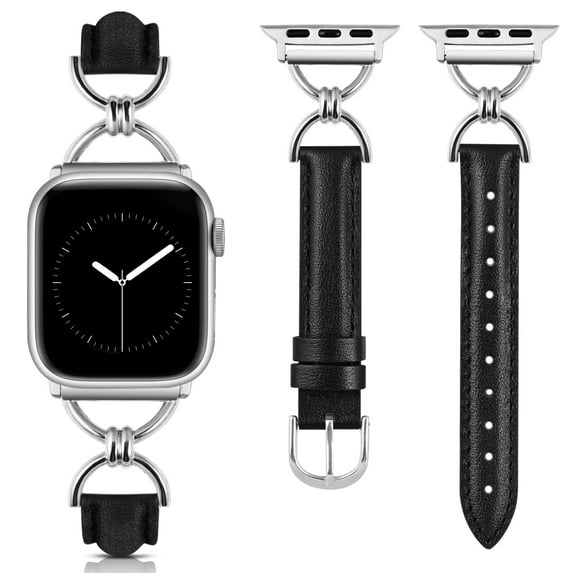 TOYOUTHS Leather Band Compatible with Apple Watch Bands Women 41/40/38/42/44/45/46/49mm, Dressy Fancy Slim Thin Strap with Designer D-Shape Buckle for iWatch Series 10 9 Ultra SE 8 7 6 5 4 3 2 1