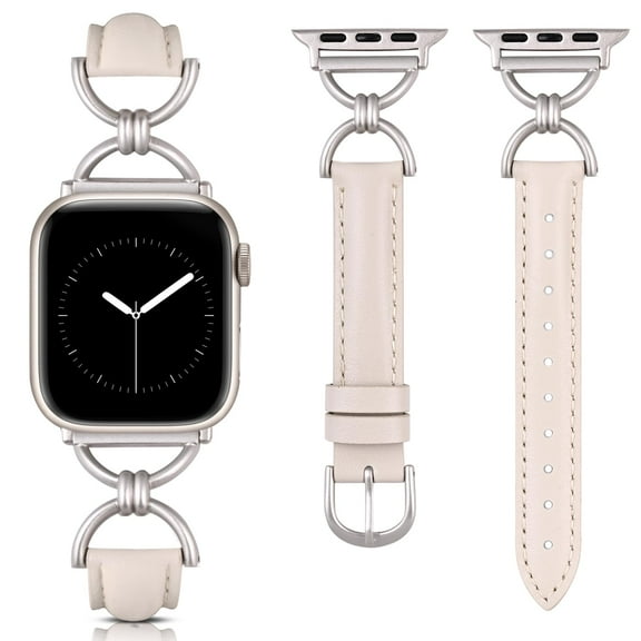 TOYOUTHS Leather Band Compatible with Apple Watch Bands Women 41/40/38/42/44/45/46/49mm, Dressy Fancy Slim Thin Strap with Designer D-Shape Buckle for iWatch Series 10 9 Ultra SE 8 7 6 5 4 3 2 1