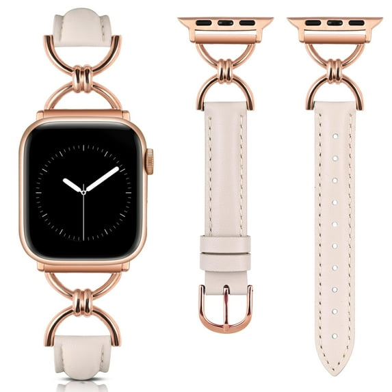 TOYOUTHS Leather Band Compatible with Apple Watch Bands Women 41/40/38/42/44/45/46/49mm, Dressy Fancy Slim Thin Strap with Designer D-Shape Buckle for iWatch Series 10 9 Ultra SE 8 7 6 5 4 3 2 1