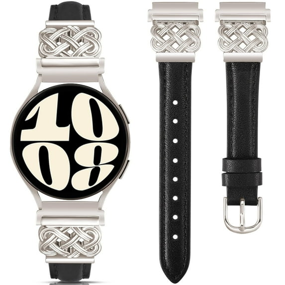 TOYOUTHS Leather Band Compatible with Samsung Galaxy Watch 7 FE 6 5 4 40mm 44mm/Watch 6 Classic/Watch 5 Pro/Watch 4 Classic/Active 2/Watch 3 41mm Women, 20mm Slim Designer Thin Premium Leather Strap