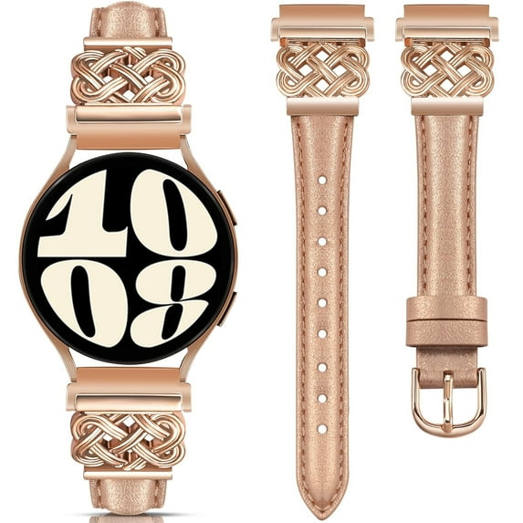 TOYOUTHS Leather Band Compatible with Samsung Galaxy Watch 7 FE 6 5 4 40mm 44mm/Watch 6 Classic/Watch 5 Pro/Watch 4 Classic/Active 2/Watch 3 41mm Women, 20mm Slim Designer Thin Premium Leather Strap