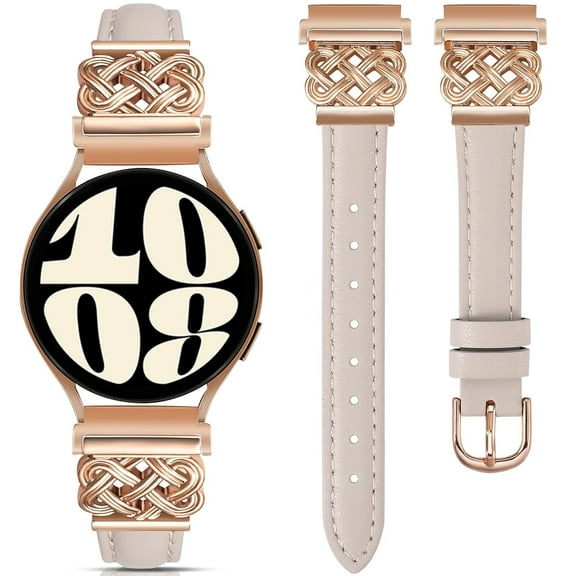 TOYOUTHS Leather Band Compatible with Samsung Galaxy Watch 7 FE 6 5 4 40mm 44mm/Watch 6 Classic/Watch 5 Pro/Watch 4 Classic/Active 2/Watch 3 41mm Women, 20mm Slim Designer Thin Premium Leather Strap