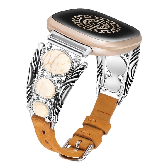 TOYOUTHS Leather Band Compatible with Versa 4/Versa 3/Sense 2/Sense, Vintage Boho Watch Ban