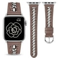 thumbnail image 1 of TOYOUTHS Leather Bands Compatible with Apple Watch Band 38/40/41/42/44/45/49mm Women, Dressy Leather Strap with Stainless Steel Metal Hollow-out Chain Bracelet for iWatch Ultra 2,Series 9 8 7 6 5-1, 1 of 7