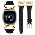 thumbnail image 1 of TOYOUTHS Leather Bands Compatible with Fitbit Versa 4/Versa 3/Fitbit Sense 2/Sense Band Women, Slim Thin Dressy Designer Premium Leather Strap with C-Shape Metal Buckle for Versa 3 4 Sense Smartwatch, 1 of 7