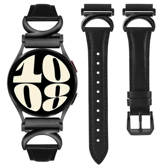 TOYOUTHS Leather Bands Compatible with Samsung Galaxy Watch 7/6/5/4 40mm 44mm/Watch 6 Classic 43mm 47mm/Watch 5 Pro 45mm Band, 20mm Slim Thin Dressy Leather Strap with C-Shape Metal Buckle for Women