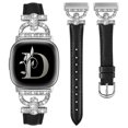 thumbnail image 1 of TOYOUTHS Leather Bands Compatible with Versa 4/Versa 3/Sense 2/Sense Band for Women, Dressy Bling Slim Leather Strap with D-shaped Diamonds Metal Buckle for Versa 4, 1 of 6