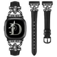 thumbnail image 1 of TOYOUTHS Leather Bands Compatible with Versa 4/Versa 3/Sense 2/Sense Band for Women, Dressy Bling Slim Leather Strap with D-shaped Diamonds Metal Buckle for Versa 4, 1 of 6