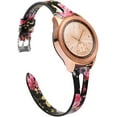 thumbnail image 1 of TOYOUTHS Leather Bands Samsung Galaxy Watch 42mm/Galaxy Active 2 Strap Women Men Wristband for Gear S2 Classic/Gear Sport 20mm (Black/Pink Floral), 1 of 6