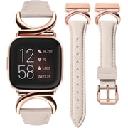 TOYOUTHS Slim Leather Band Compatible with Versa 2/ Versa/Versa Lite, Slim Leather Strap with C-Shape Metal Buckle, Stylish Replacement for Versa 2 Bands Women