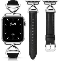 TOYOUTHS Slim Leather Compatible with Apple Watch Band for Women 38/40/41/42/44/45/46/49mm , Premium Leather Strap with A-Shape Metal Buckle for iWatch Series 10 9 8 7 6 5 4 3 2 1 SE Ultra 1/2