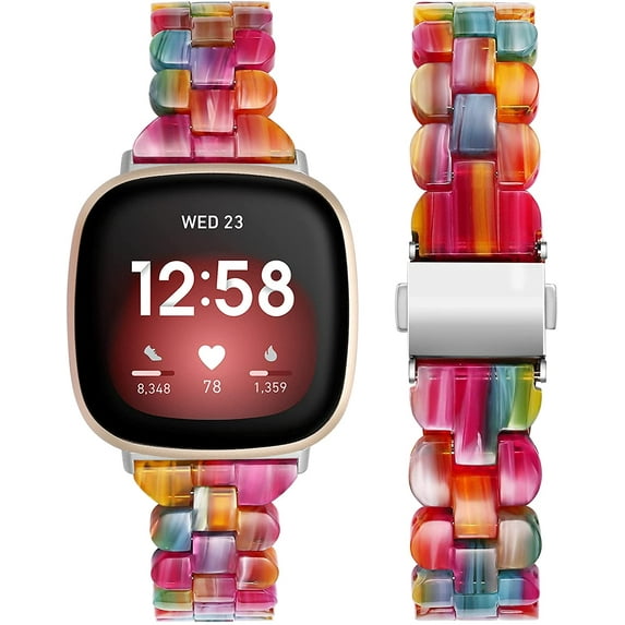 TOYOUTHS Slim Resin Bands Compatible with Fitbit Sense Bands Women, Lightweight Thin Sense Watch Bands for Fitbit Versa 3 Wristbands