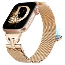 TOYOUTHS Stainless Steel Magnetic Loop Compatible with Apple Watch Band 38mm 40mm 41mm 42mm 44mm 45mm 49mm Women Metal Mesh D-shaped Clasp Strap for iWatch SE Series 9/8/7/6/5/4/3/2/1/Ultra(1/2)