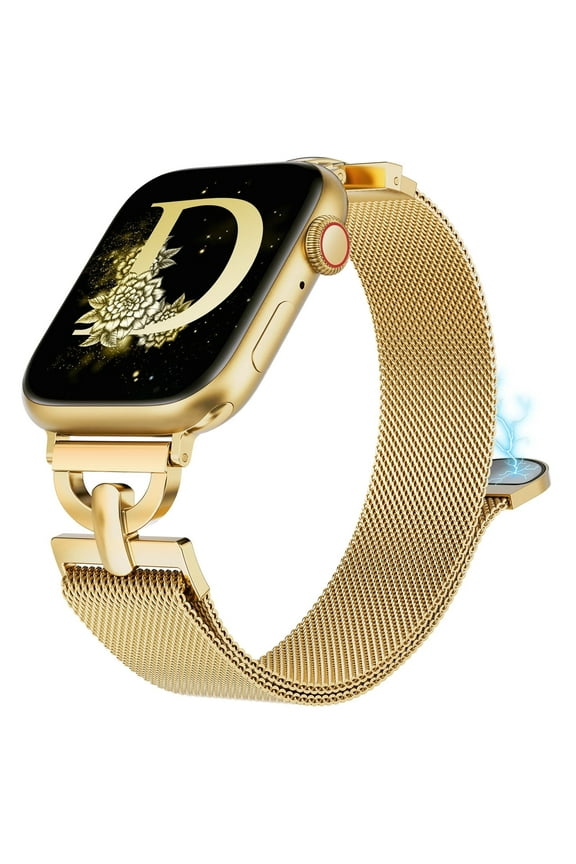 Stainless Steel Magnetic Loop Compatible with Apple Watch Band 38mm 40mm 41mm 42mm 44mm 45mm 46mm 49mm Metal Mesh D-shaped Clasp Strap for iWatch SE Series 10/9/8/7/6/5/4/3/2/1/Ultra(1/2)
