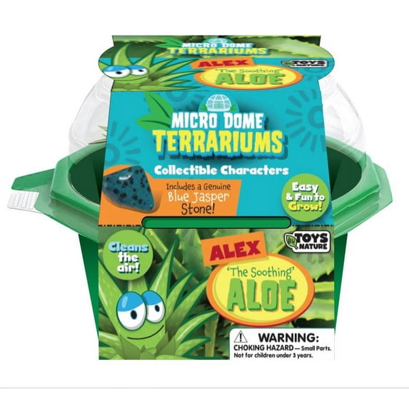 TOYS BY NATURE Grow Your Own Aloe Plant - Fun and Easy to Grow Alex ‘The Soothing’ Aloe - Kids Terrarium Kit Includes Everything Needed to Grow Aloe Plants - Just Add Water