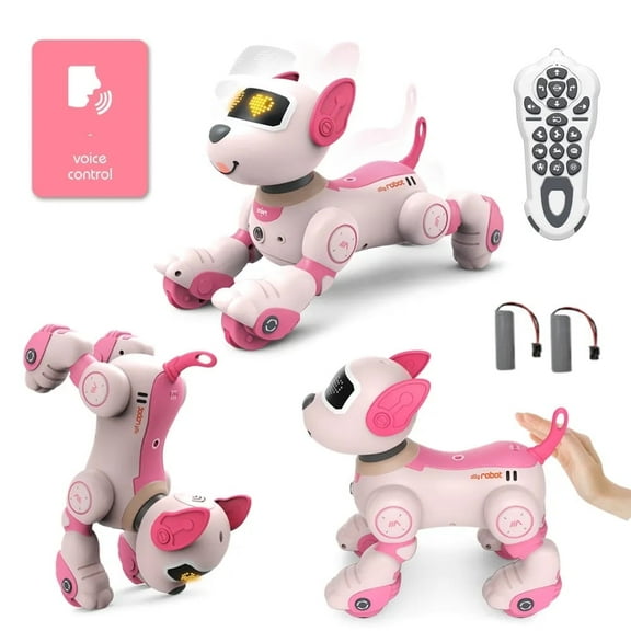 Programmable Robot Dog Toy with Voice Control for Kids 2.4GHz Remote Control Pet with Touch Sensors Christmas and Birthday Gifts for 3-12 Years Girls