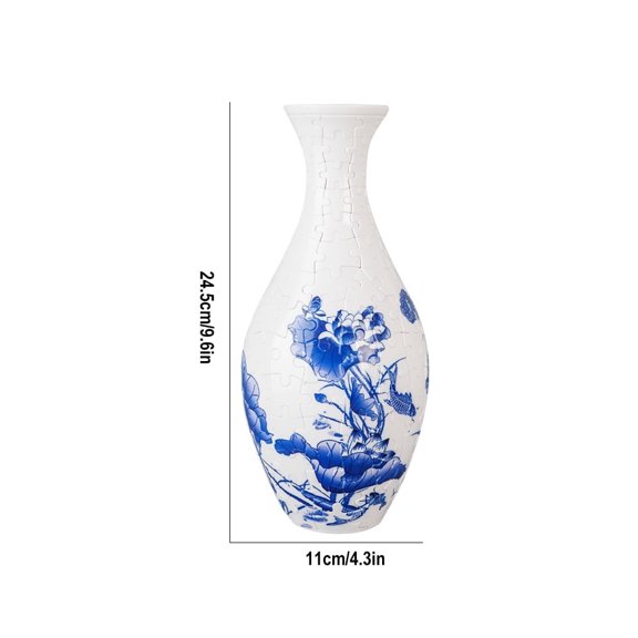 3D Vase Puzzle, Puzzle for Adults to Flower Arrangement and Home Decoration Made by 160 Curved and Translucent Plastic Puzzle Pieces-White
