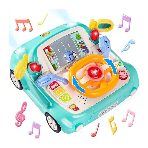 Steering Wheel Toys Toddler Driving Racing Car Game with Sound Age 3+ Year Old Interactive Educational Learning Race Car Toy for Boys Girls Birthday