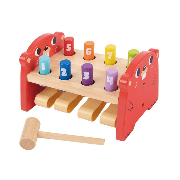 TOYSTER'S Wooden Whack-a-Mole Station Montessori Hammer Toy for Toddlers, Interactive Pound & Tap Game, Fine Motor Skills & Hand-Eye Coordination, Educational Gift for Boys & Girls