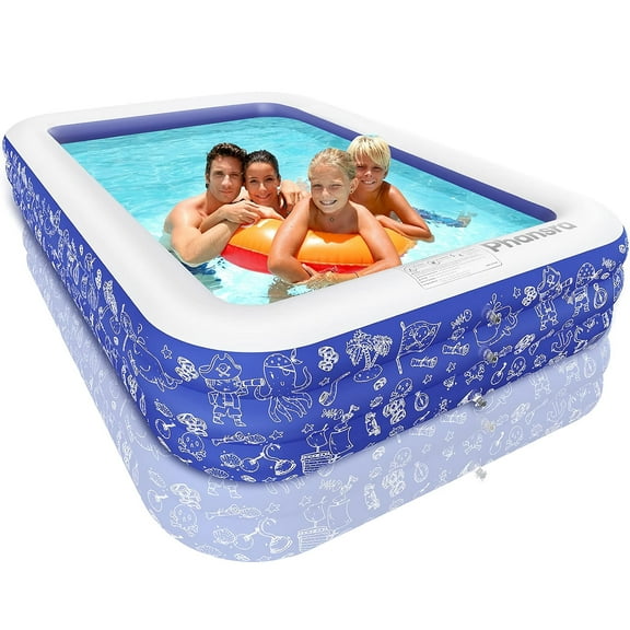 TOYTEXX Family Sized Inflatable Swimming Pool, 100" x 72" x 22", Blue, Puncture Resistant