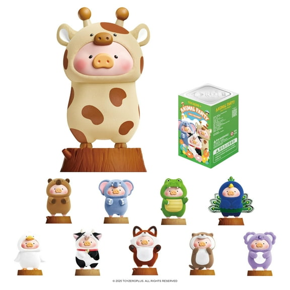 TOYZERO+ Lulu The Piggy Blind Box Figures - Animal Party Series Blind Boxes Mystery Box Cute Animal Figurines Collectible Toys Home Desk Decorations Holiday Birthday Gifts, Single Box