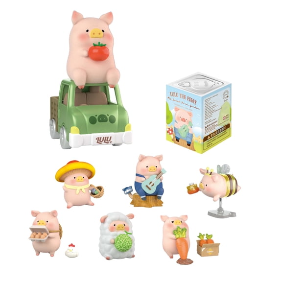 TOYZERO + Lulu The Piggy Blind Box Figures - Farm Garden Series Blind Boxes Mystery Box Cute Animal Figurines Collectible Home Desk Decorations Holiday Birthday Gifts, Single Box