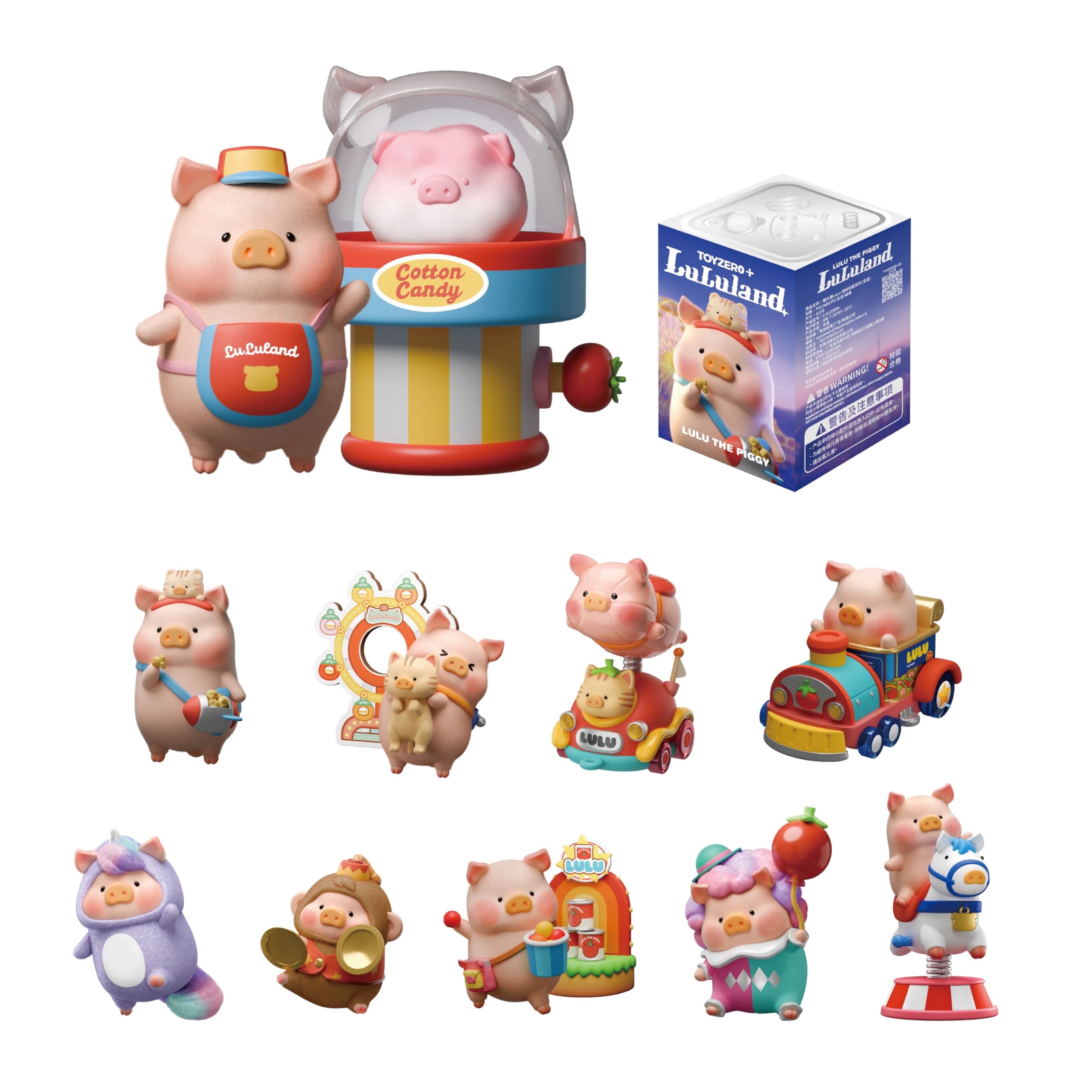 TOYZERO + Lulu The Piggy Blind Box Figures - LuLuLand Series Blind Boxes Cute Animal Figurines Mystery Box Collectibles Home Decorations Holiday Birthday Gifts, Single Box